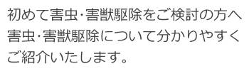 初めての害虫・害獣駆除をご検討の方へ